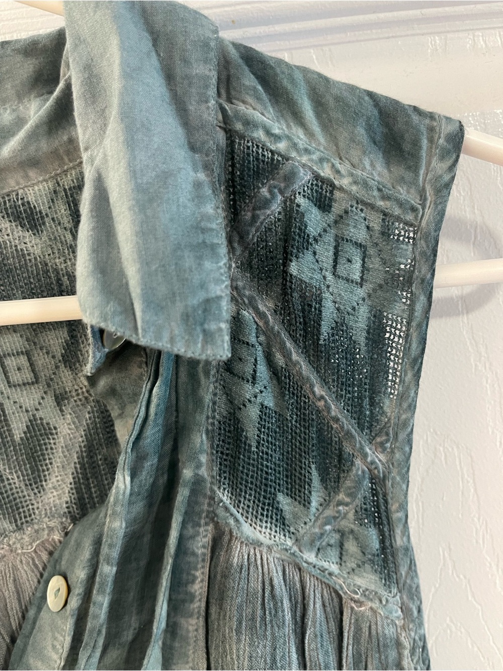 Free People Teal Washed Sleeveless Pleated Tunic - Picture 3 of 4
